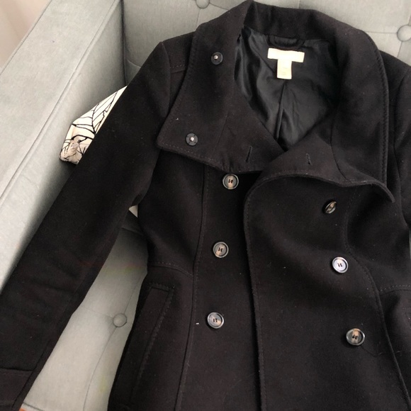 H&M black pea coat - Picture 2 of 6